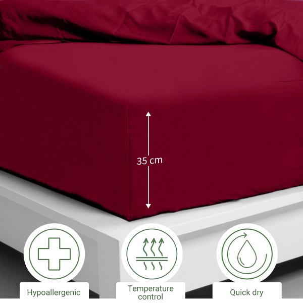 Bambaw burgundy fitted sheet USP EN scaled