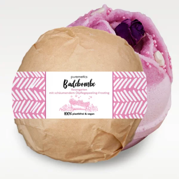 puremetics Badebombe Rosengarten Produktbilder Verpackt Vorne