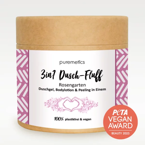 puremetics 3in1 Dusch Fluff Rosengarten Produktbild Vorne